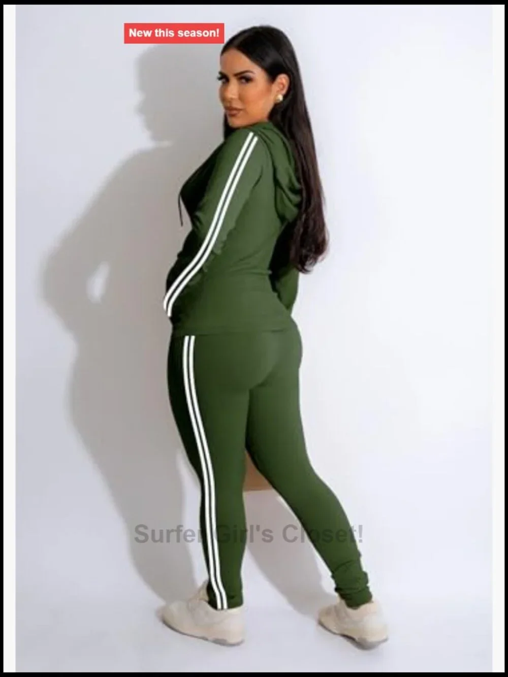 2 Piece Outfits Long Sleeve Tracksuit Bodycon Matching Sets Hoodie Jacket